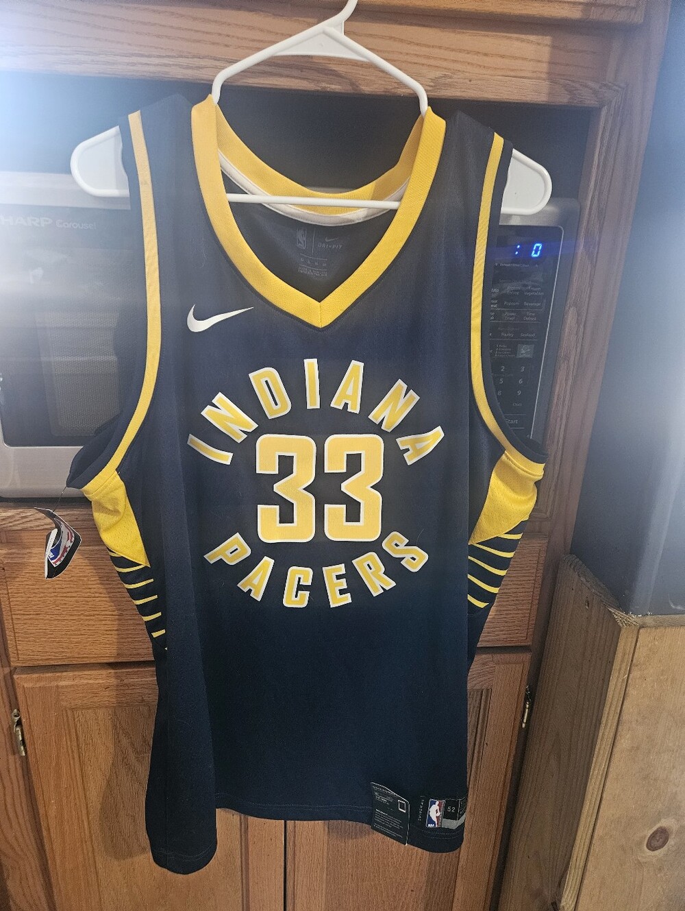 Nike Indiana Pacers Navy and Yellow Basketball Jersey - #33 signed